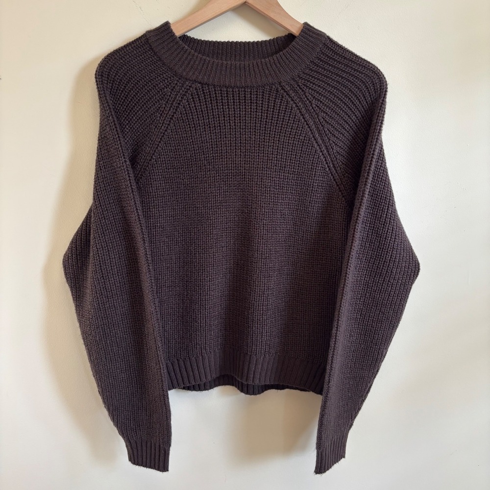 Threadbare Brown Chunky Knit Raglan Sleeve Crewneck Sweater Size Small
